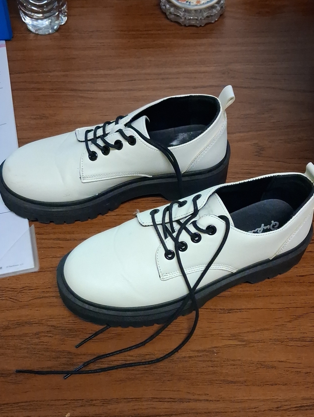 Women Lace-Up Platform Derby Shoes in Off-White